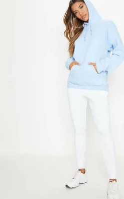 PRETTYLITTLETHING Baby Blue Oversized Sweat Basic Hoodie