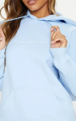 PRETTYLITTLETHING Baby Blue Oversized Sweat Basic Hoodie
