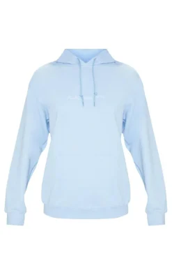 PRETTYLITTLETHING Baby Blue Oversized Sweat Basic Hoodie