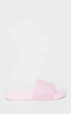 PRETTYLITTLETHING Baby Pink Graphic Slides
