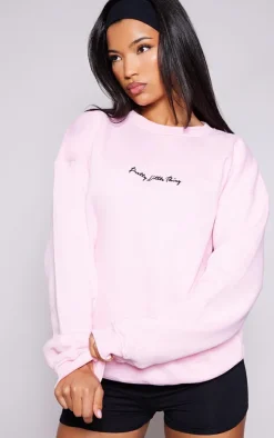 PRETTYLITTLETHING Baby Pink Basic Oversized Sweatshirt