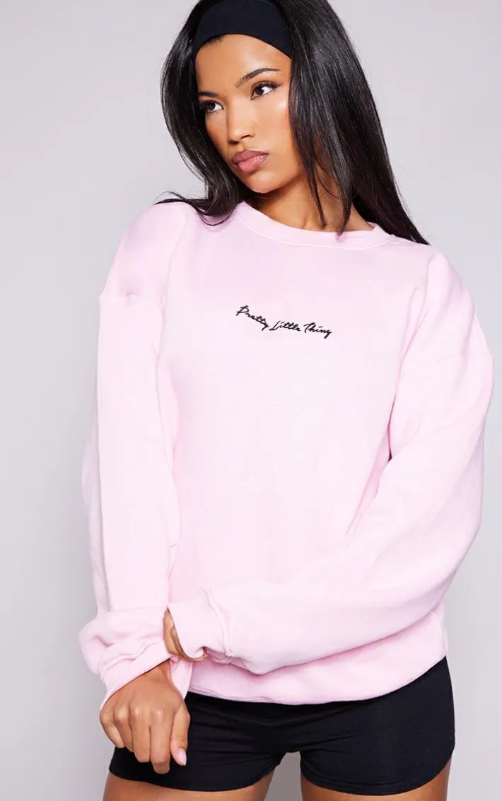 PRETTYLITTLETHING Baby Pink Basic Oversized Sweatshirt