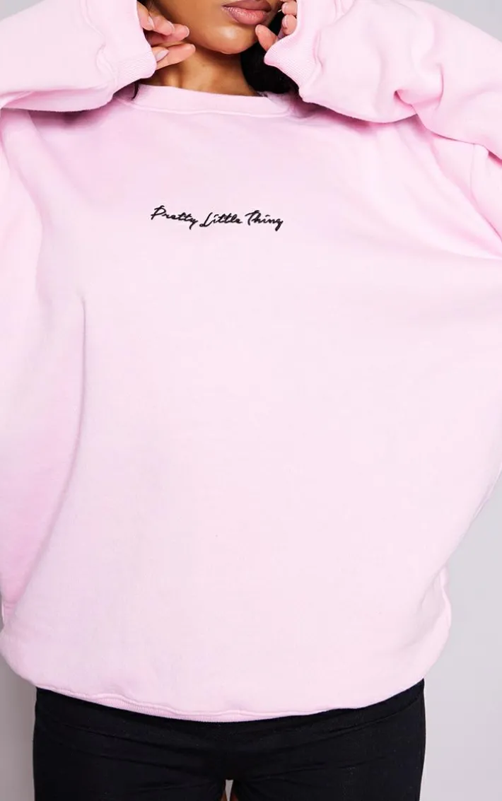 PRETTYLITTLETHING Baby Pink Basic Oversized Sweatshirt