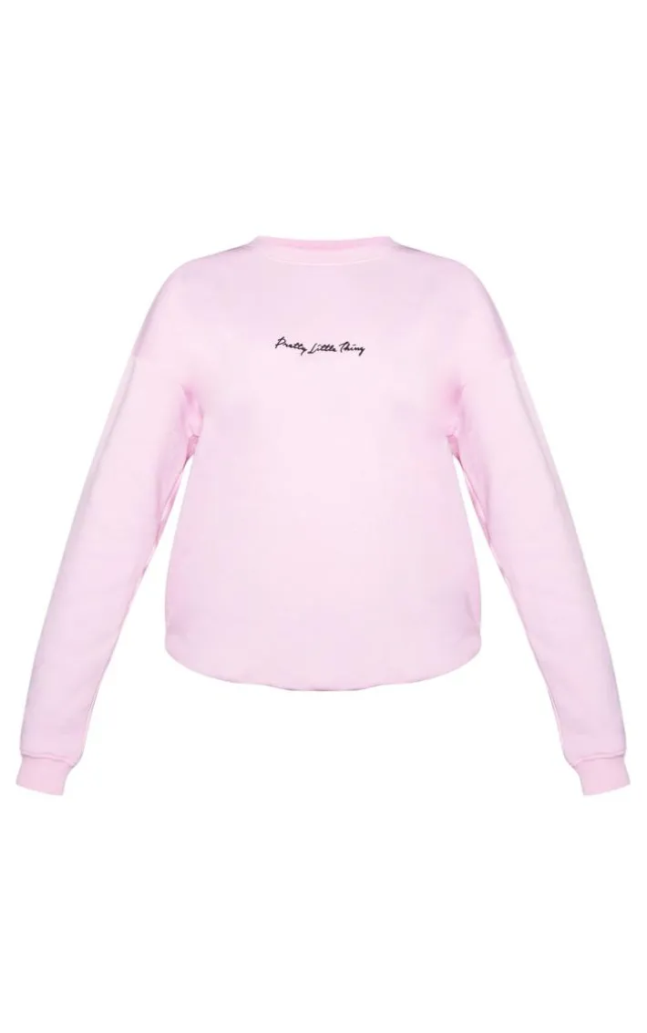PRETTYLITTLETHING Baby Pink Basic Oversized Sweatshirt