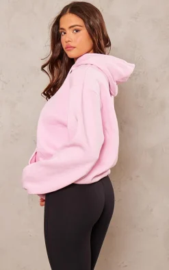 PRETTYLITTLETHING Baby Pink Sweat Oversized Basic Hoodie