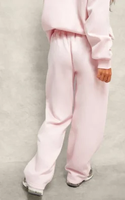 PRETTYLITTLETHING Baby Pink Embossed Graphic Straight Leg Sweatpant