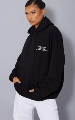 PRETTYLITTLETHING Black 2012 Print Hoodie
