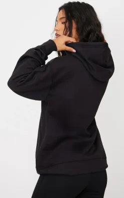 PRETTYLITTLETHING Black Blurred Print Hoodie