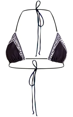 PRETTYLITTLETHING Black Border Triangle Bikini Top