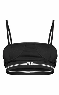 PRETTYLITTLETHING Black Badge Cup Detail Jersey Bralette