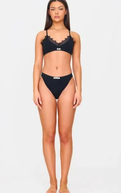 PRETTYLITTLETHING Black Badge Lace Trim Bra