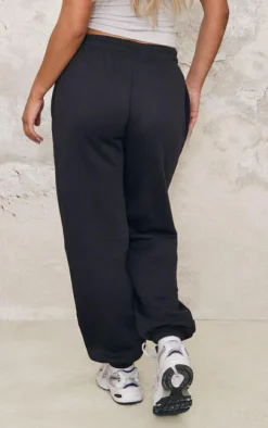 PRETTYLITTLETHING Black Embroiderd Sweat Pant Sweatpants