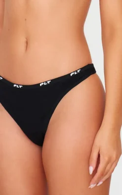PRETTYLITTLETHING Black Jersey Thong