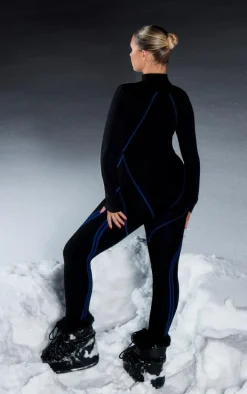 PRETTYLITTLETHING Black Knit Ski Base Layer Unitard
