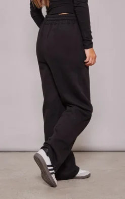 PRETTYLITTLETHING Black Logo Straight Leg Sweatpants
