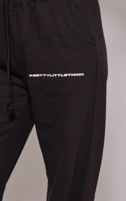 PRETTYLITTLETHING Black Logo Straight Leg Sweatpants
