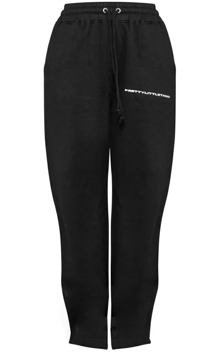 PRETTYLITTLETHING Black Logo Straight Leg Sweatpants
