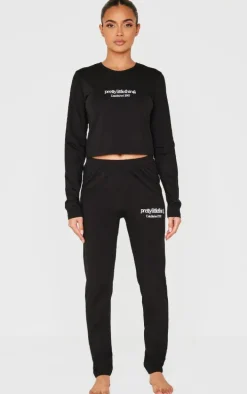 PRETTYLITTLETHING Black Long Sleeve Legging Pj Set