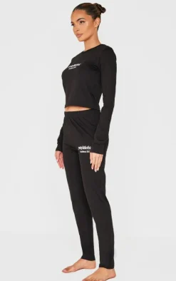 PRETTYLITTLETHING Black Long Sleeve Legging Pj Set