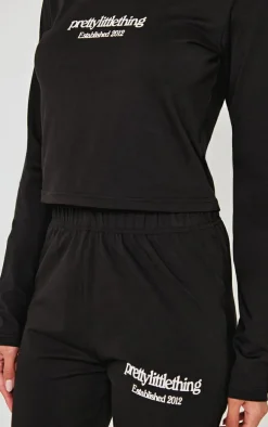 PRETTYLITTLETHING Black Long Sleeve Legging Pj Set
