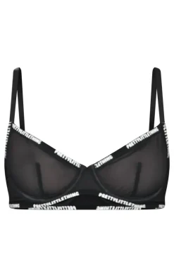 PRETTYLITTLETHING Black Mesh Underwired Bra