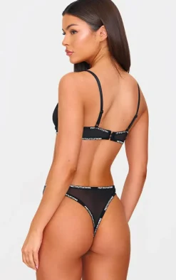PRETTYLITTLETHING Black Mesh Panties