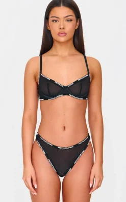 PRETTYLITTLETHING Black Mesh Panties