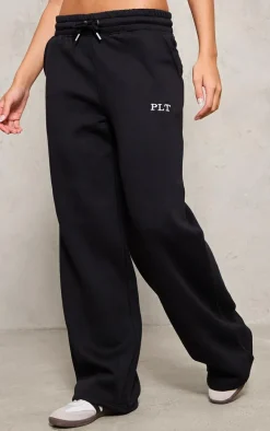 PRETTYLITTLETHING Black Oversized Low Rise Wide Leg Sweatpants