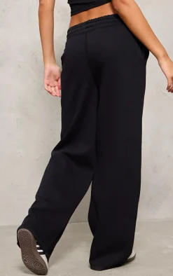 PRETTYLITTLETHING Black Oversized Low Rise Wide Leg Sweatpants