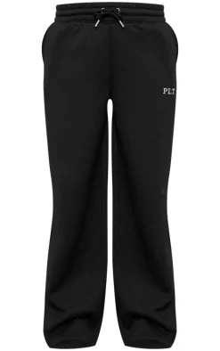 PRETTYLITTLETHING Black Oversized Low Rise Wide Leg Sweatpants