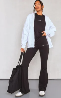 PRETTYLITTLETHING Black Printed Flared Pants