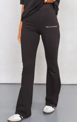 PRETTYLITTLETHING Black Printed Flared Pants