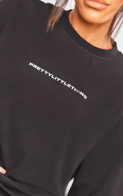 PRETTYLITTLETHING Black Print Oversize T Shirt