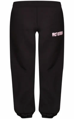 PRETTYLITTLETHING Black Premium Studio Print Cuffed Sweatpants