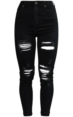 PRETTYLITTLETHING Black Ripped 5 Pocket Skinny Jeans