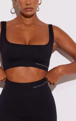 PRETTYLITTLETHING Black Seamless Rib Boy Shorts