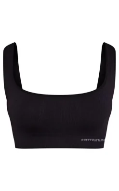 PRETTYLITTLETHING Black Seamless Square Neck Bra