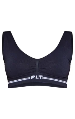 PRETTYLITTLETHING Black Seamless Ribbed Bra