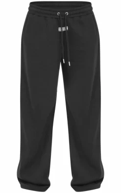 PRETTYLITTLETHING Black Tab Wide Leg Sweatpants