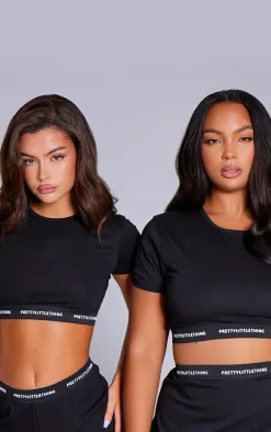 PRETTYLITTLETHING Black Tape PJ Shorts
