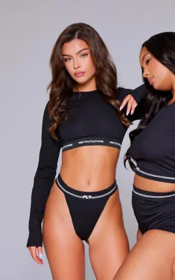 PRETTYLITTLETHING Black Tape Thong