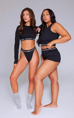 PRETTYLITTLETHING Black Tape Thong