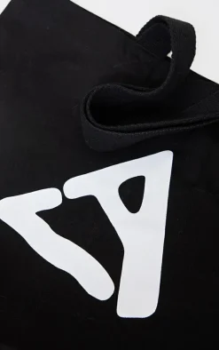 PRETTYLITTLETHING Black Trail Logo Tote