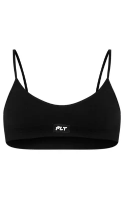 PRETTYLITTLETHING Black Woven Badge Seamless Bralette