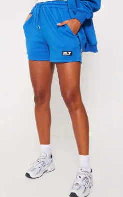 PRETTYLITTLETHING Blue Badge Oversized Runner Shorts