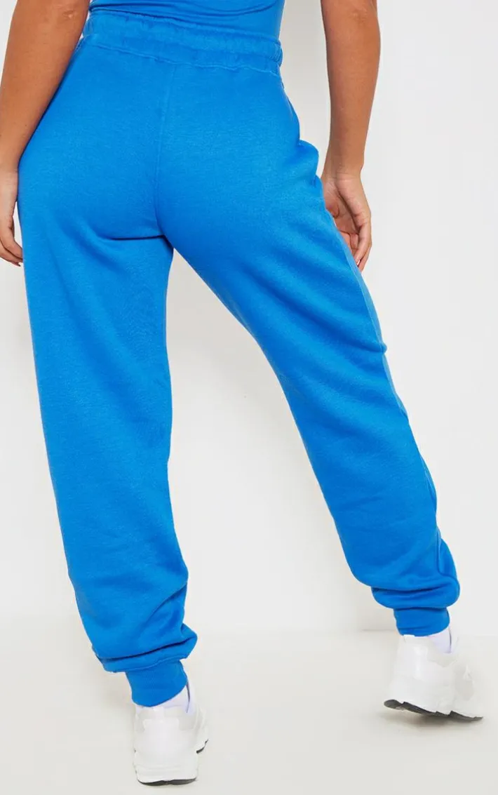 PRETTYLITTLETHING Blue Logo High Waisted Cuffed Sweatpants