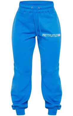 PRETTYLITTLETHING Blue Logo High Waisted Cuffed Sweatpants