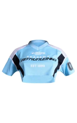 PRETTYLITTLETHING Blue Sports Cropped Jersey