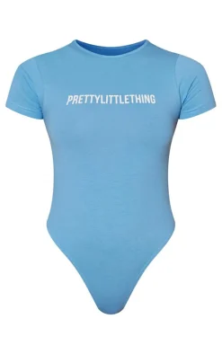 PRETTYLITTLETHING Bright Blue Logo Short Sleeved Bodysuit