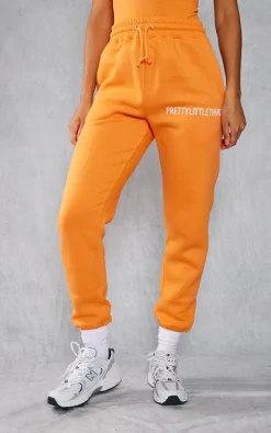 PRETTYLITTLETHING Bright Orange High Waist Cuffed Sweatpants